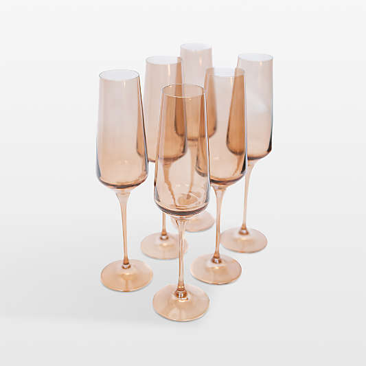 Estelle Mocha Colored Champagne Flutes, Set of 6