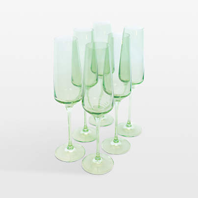 Estelle Mint Green Colored Champagne Flute, Set of 6