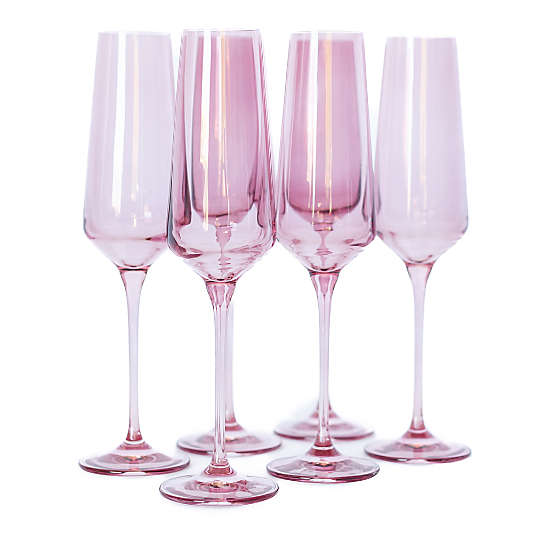 Estelle Rose Colored Champagne Flutes, Set of 6