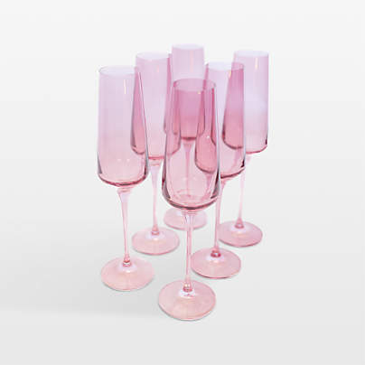Estelle Rose Colored Champagne Flutes, Set of 6