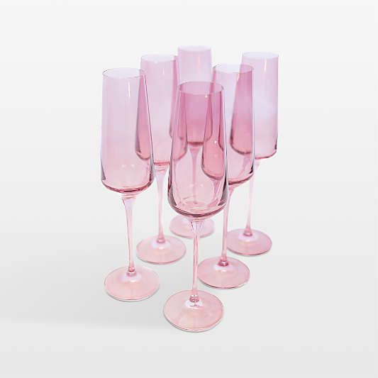 Estelle Rose Colored Champagne Flutes, Set of 6