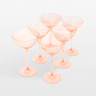 Estelle Blush Pink Colored Martini Glasses, Set of 6