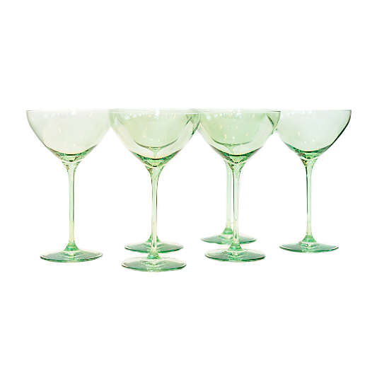 Estelle Mint Green Colored Martini Glasses, Set of 6