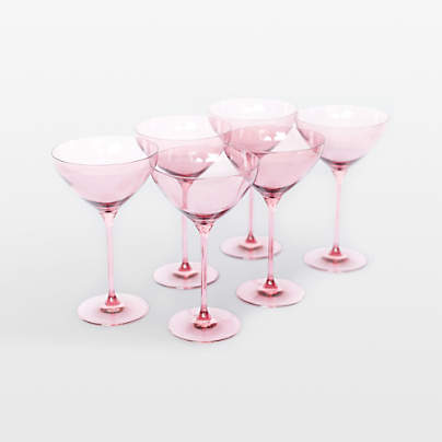Estelle Rose Colored Martini Glasses, Set of 6