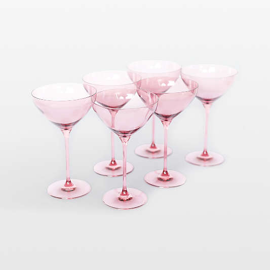 Estelle Rose Colored Martini Glasses, Set of 6