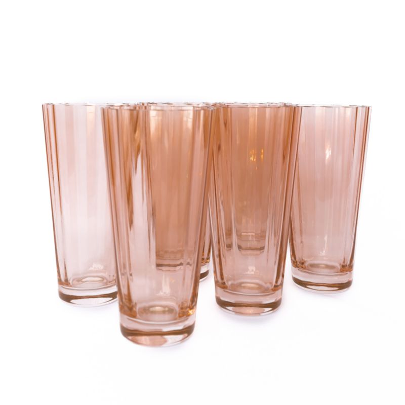 Estelle Blush Pink Colored Sunday High Balls, Set of 6 - image 1 of 2