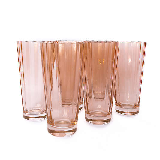 Estelle Blush Pink Colored Sunday High Balls, Set of 6