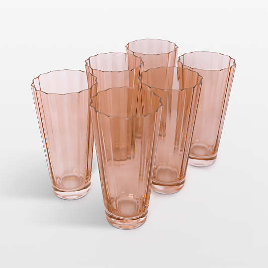 Estelle Blush Pink Colored Sunday High Balls, Set of 6
