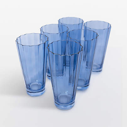 Estelle Cobalt Blue Colored Sunday High Balls, Set of 6
