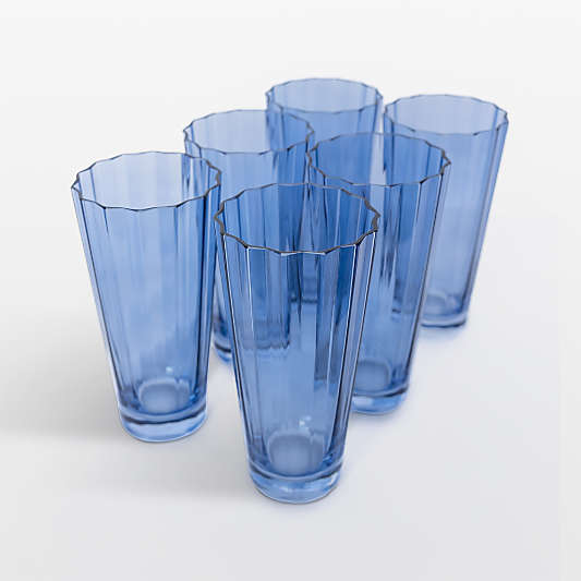 Estelle Cobalt Blue Colored Sunday High Balls, Set of 6