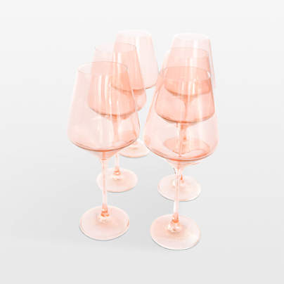 Estelle Blush Pink Colored Wine Stemware, Set of 6