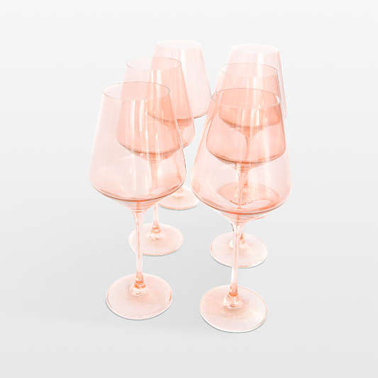 Estelle Blush Pink Colored Wine Stemware, Set of 6