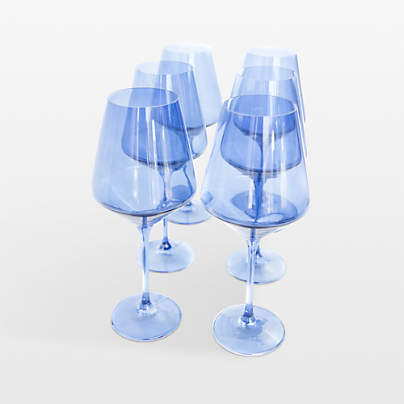 Estelle Cobalt Blue Colored Wine Stemware, Set of 6