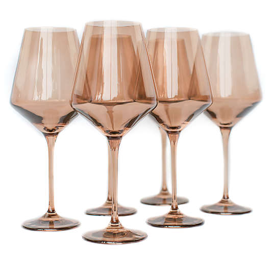 Estelle Mocha Colored Wine Stemware, Set of 6