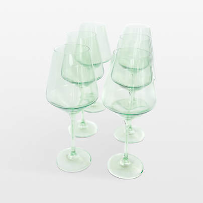 Estelle Mint Green Colored Wine Stemware, Set of 6