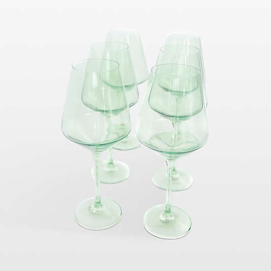 Estelle Mint Green Colored Wine Stemware, Set of 6