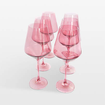 Estelle Rose Colored Wine Stemware, Set of 6