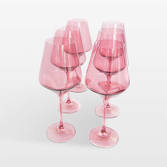 Estelle Rose Colored Wine Stemware, Set of 6
