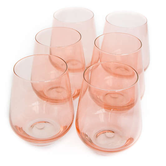 Estelle Blush Pink Colored Wine Stemless, Set of 6