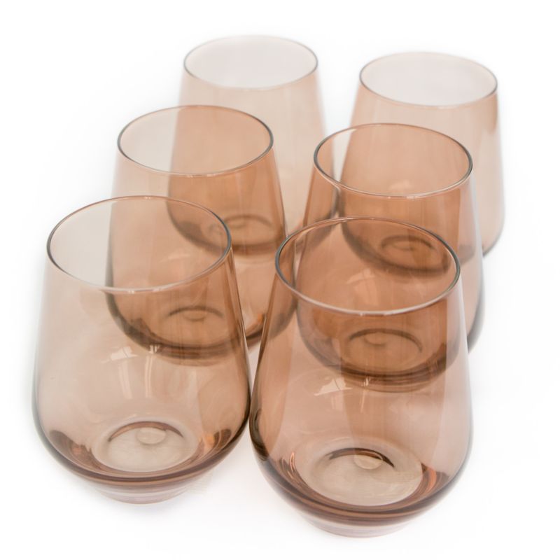 Estelle Mocha Colored Wine Stemless, Set of 6 - image 1 of 2