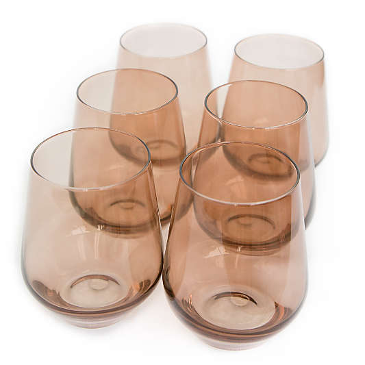 Estelle Mocha Colored Wine Stemless, Set of 6