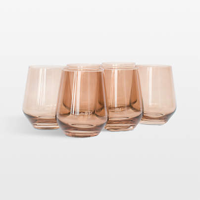 Estelle Mocha Colored Wine Stemless, Set of 6