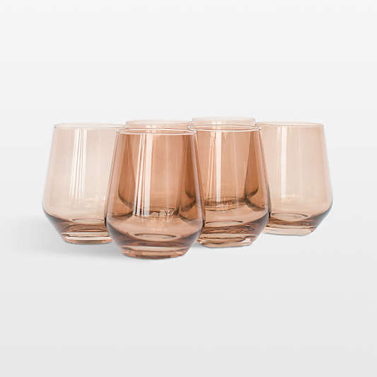 Estelle Mocha Colored Wine Stemless, Set of 6