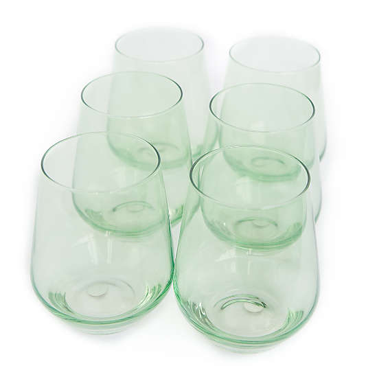 Estelle Mint Green Colored Wine Stemless, Set of 6