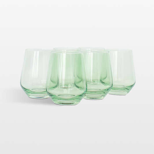 Estelle Mint Green Colored Wine Stemless, Set of 6