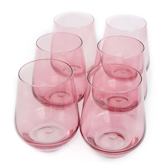 Estelle Rose Colored Wine Stemless, Set of 6