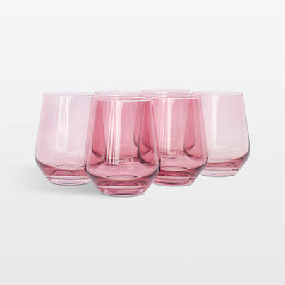 Estelle Rose Colored Wine Stemless, Set of 6