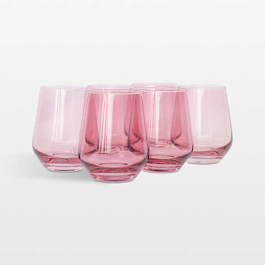 Estelle Rose Colored Wine Stemless, Set of 6