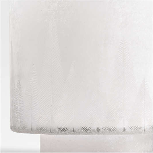 Etched Christmas Tree Frosted Glass Small Hurricane Candle Holder 6.5"