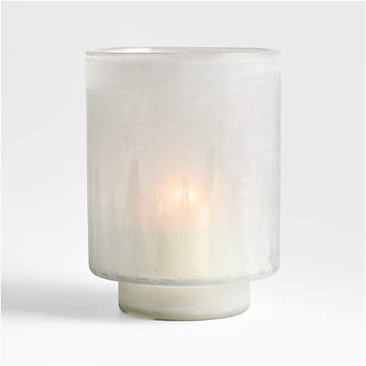 Etched Christmas Tree Frosted Glass Large Hurricane Candle Holder 11"