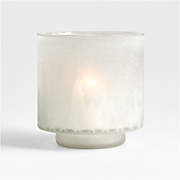 Etched Christmas Tree Frosted Glass Small Hurricane Candle Holder 6.5"