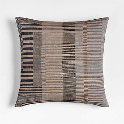 Etta Silk Wool Blend 20"x20" Deep Indigo Multi Throw Pillow Cover