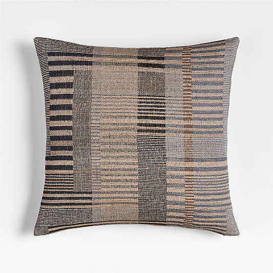 Etta Silk Wool Blend 20"x20" Deep Indigo Multi Throw Pillow with Feather Insert