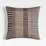 Helena Blanket Stitch 20"x20" Deep Brown Throw Pillow with Feather Insert
