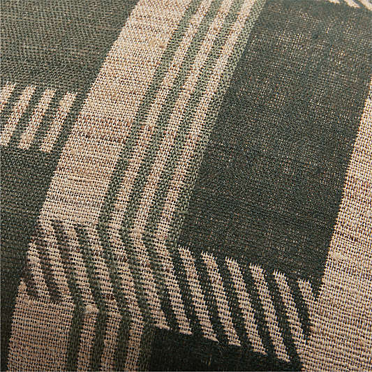 Etta Silk Wool Blend 22"x15" Burnt Green Multi Throw Pillow