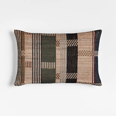Etta Silk Wool Blend 22"x15" Multi Throw Pillow with Feather Insert