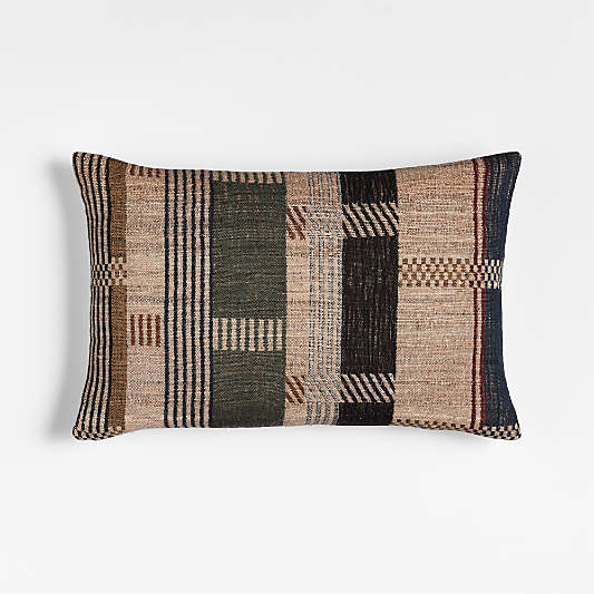 Etta Silk Wool Blend 22"x15" Multi Throw Pillow with Feather Insert