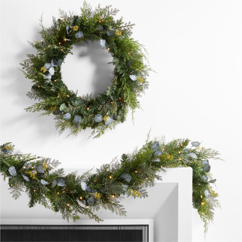 Eucalyptus and Pine Holiday Wreath and Garland Set