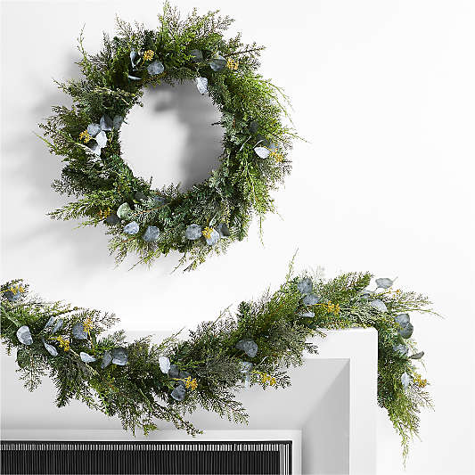 Eucalyptus and Pine Holiday Wreath and Garland Set