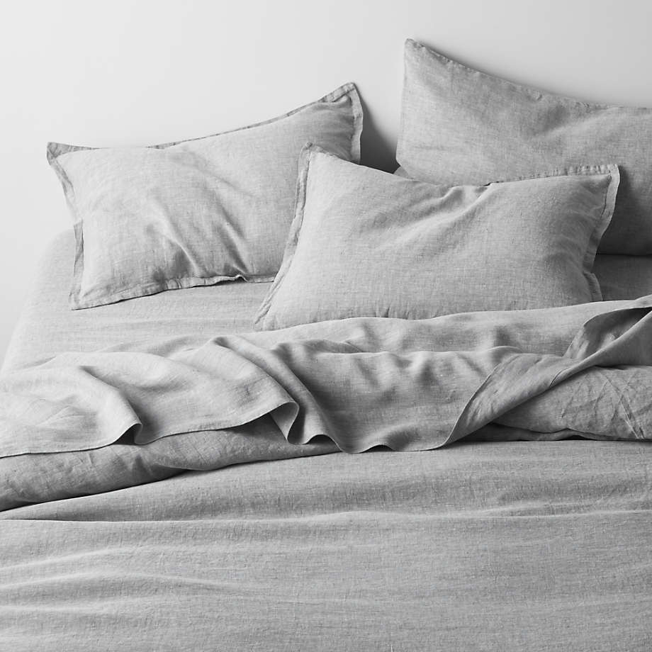 EUROPEAN FLAX -Certified Linen Chambray Grey Full/Queen Duvet Cover ...