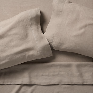 View New Natural European Flax ™-Certified Linen Clay Taupe King Bed Sheet Set details