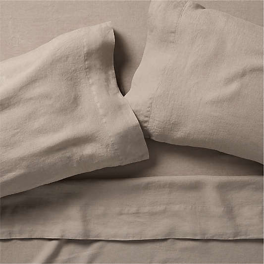 New Natural European Flax ™-Certified Linen Clay Taupe King Bed Sheet Set