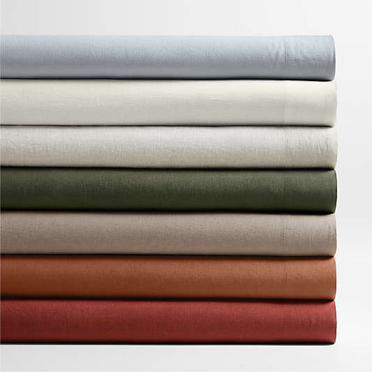 New Natural EUROPEAN FLAX ™-certified Linen Burnt Green King Bed Sheet Set