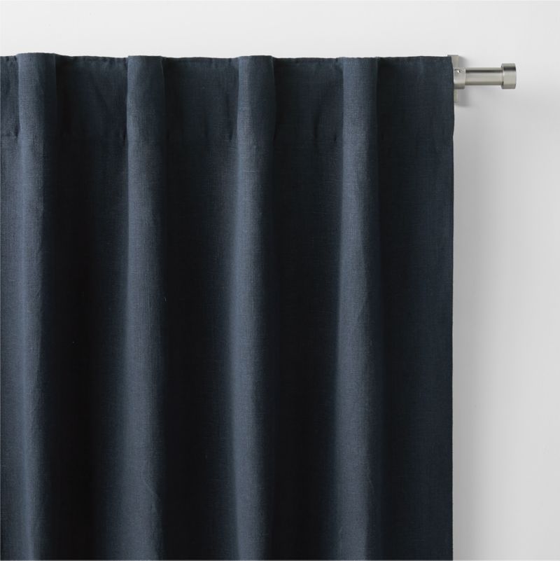 Indigo Blue European Flax ™-Certified Linen Blackout Window Curtain Panel 52"x108" - image 3 of 7