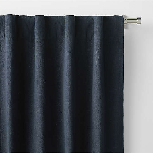 Indigo Blue European Flax ™-Certified Linen Blackout Window Curtain Panel 52"x96"