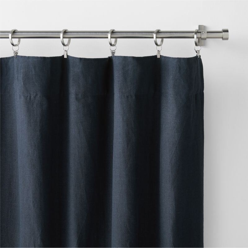 Indigo Blue European Flax ™-Certified Linen Blackout Window Curtain Panel 52"x108" - image 2 of 7